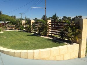 curved Limestone retaining wall