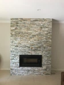 Fireplace with Olive Stone Cladding