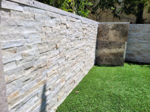 White Natural Stone cladding feature wall