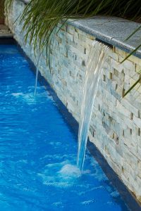 White Natural Stone Cladding used for Pool water feature