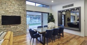Cabernet Stone Veneer used in dining room